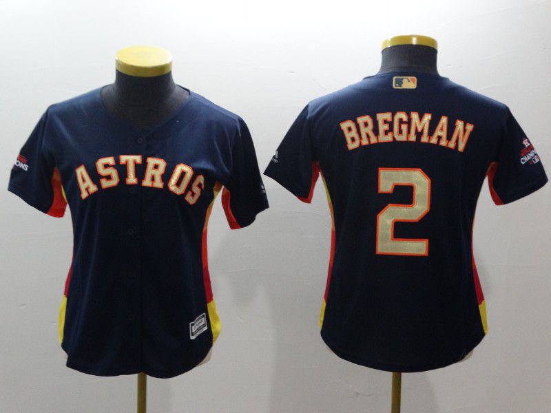Women Houston Astros 2 Bregman Blue Champion Edition MLB Jerseys